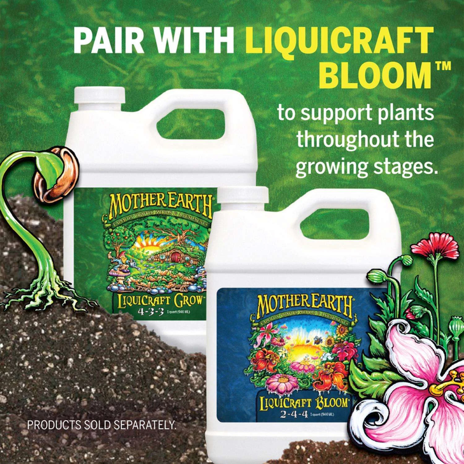 Mother Earth LiquiCraft Grow All Plant 4-3-3 Plant Fertilizer 1 Qt - Image 4