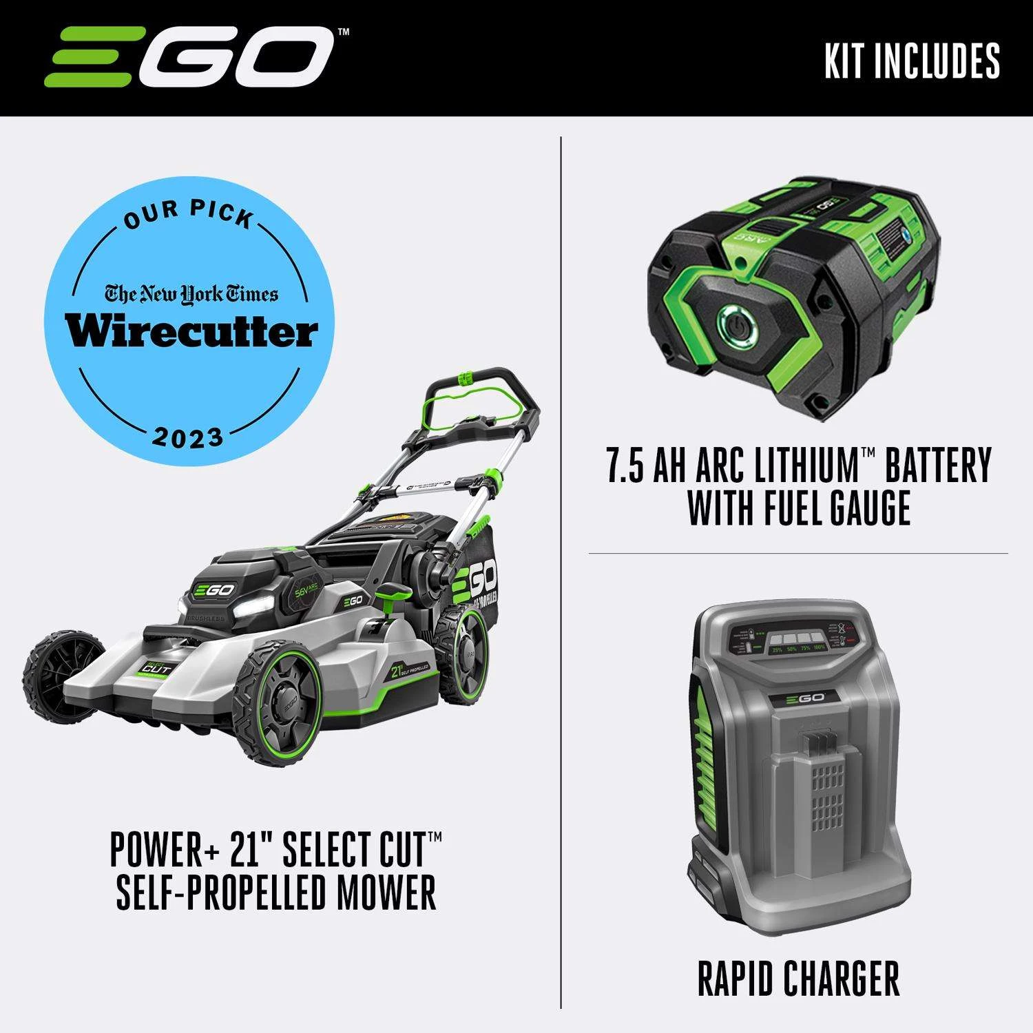 EGO Power+ LM2135SP 21 In. 56 V Battery Self-Propelled Lawn Mower Kit (Battery & Charger) W/ 7.5 AH BATTERY - Image 2